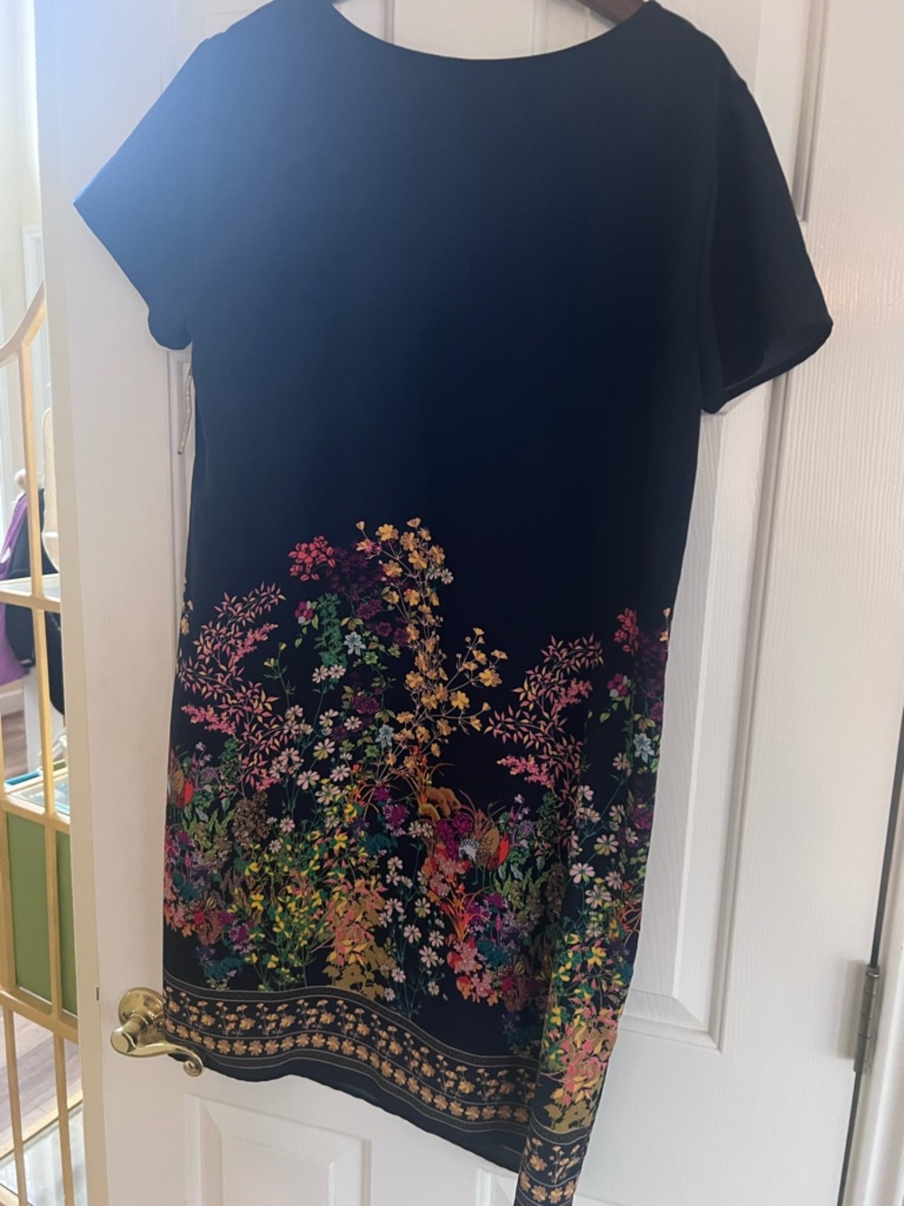 NWT Merona Navy Shift Dress with Multicolor Floral Border. XL - Picture 7 of 7